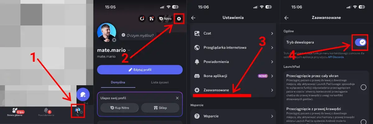 Tryb deweloperski w aplikacji Discord